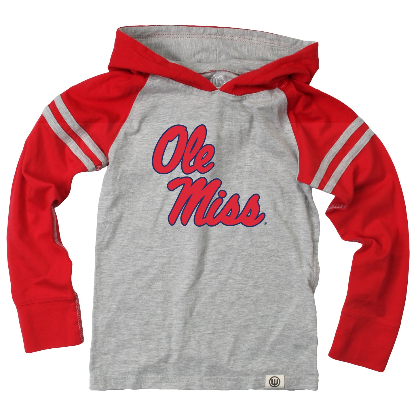 Ole Miss Rebels Wes and Willy Youth Boys Long Sleeve Hooded T-Shirt Striped