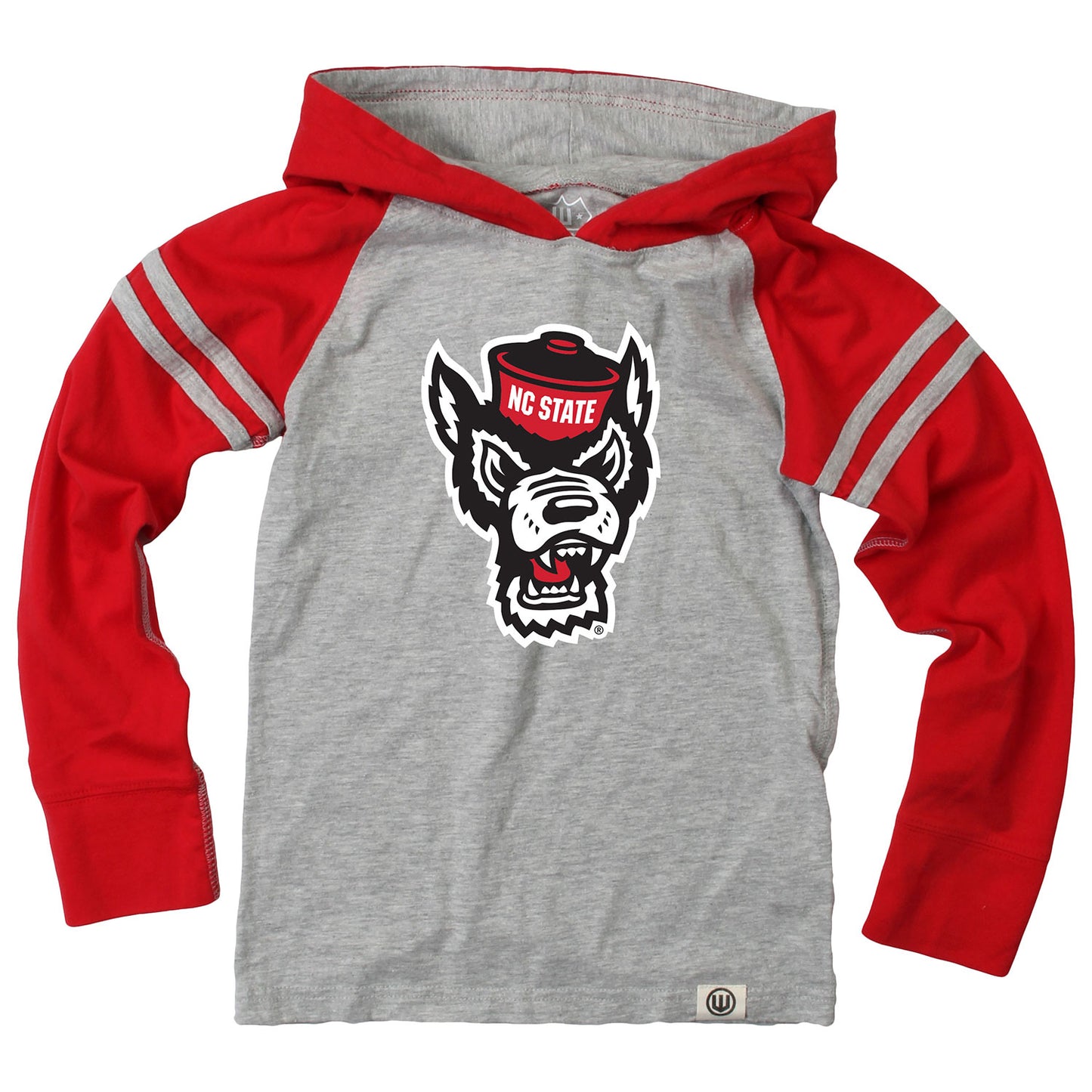 North Carolina State Wolfpack Wes and Willy Youth Boys Long Sleeve Hooded T-Shirt Striped