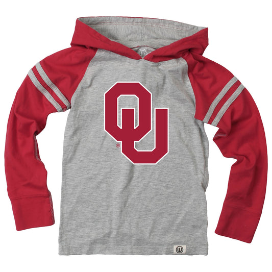 Oklahoma Sooners Wes and Willy Youth Boys Long Sleeve Hooded T-Shirt Striped