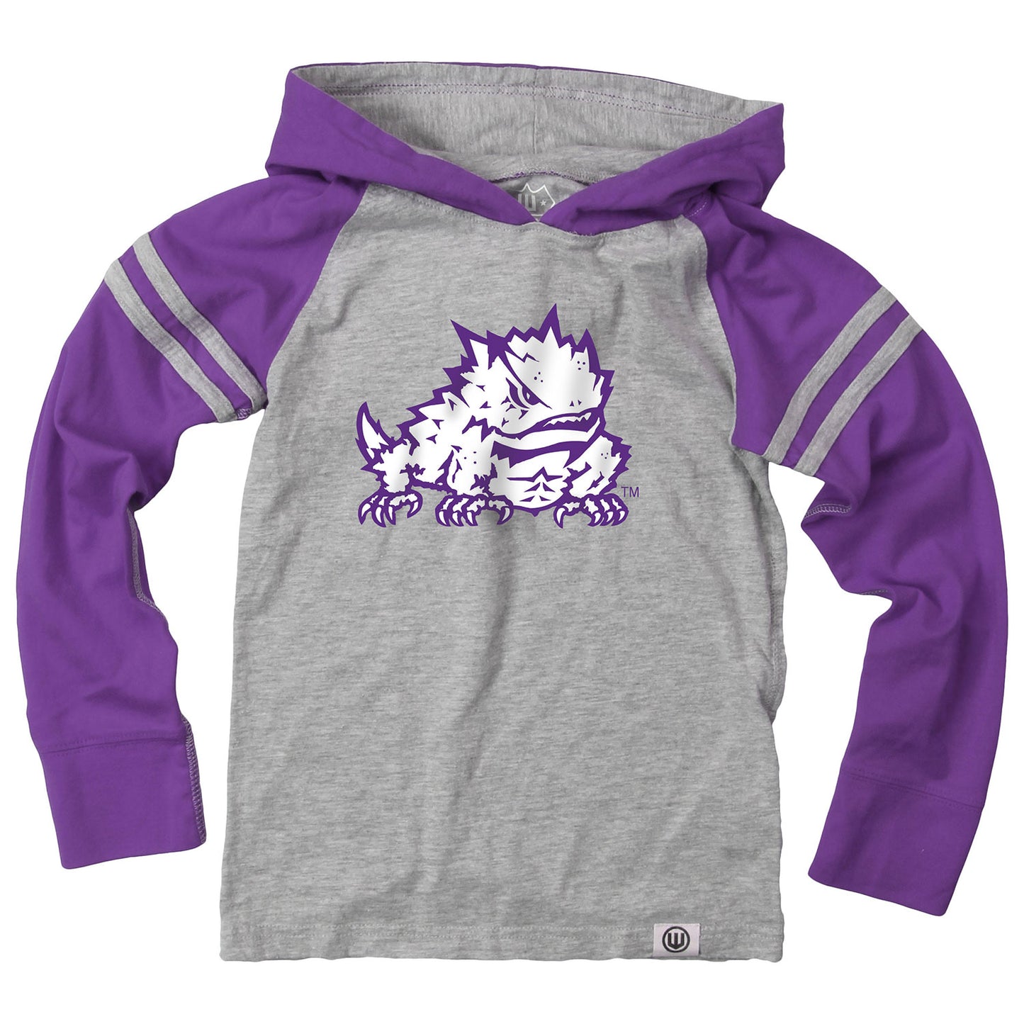 TCU Horned Frogs Wes and Willy Youth Boys Long Sleeve Hooded T-Shirt Striped