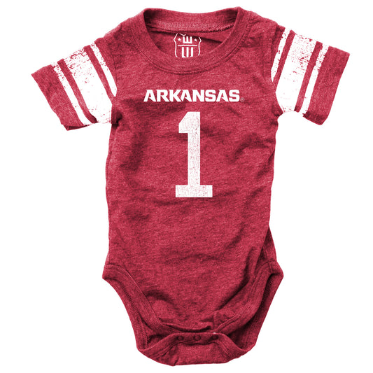 Arkansas Razorbacks Wes and Willy Baby College One Piece Jersey Bodysuit