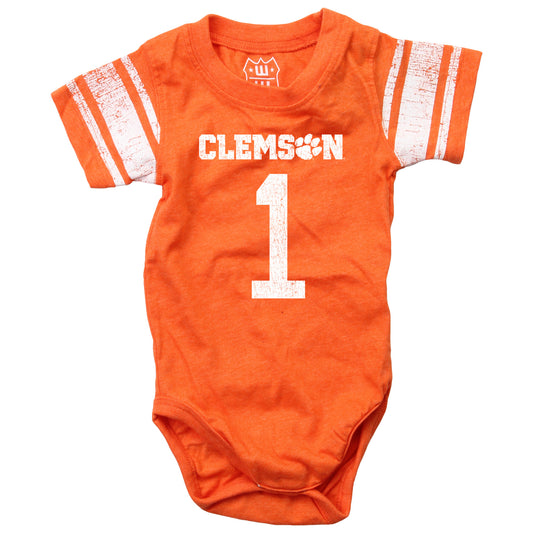 Clemson Tigers Wes and Willy Baby College One Piece Jersey Bodysuit