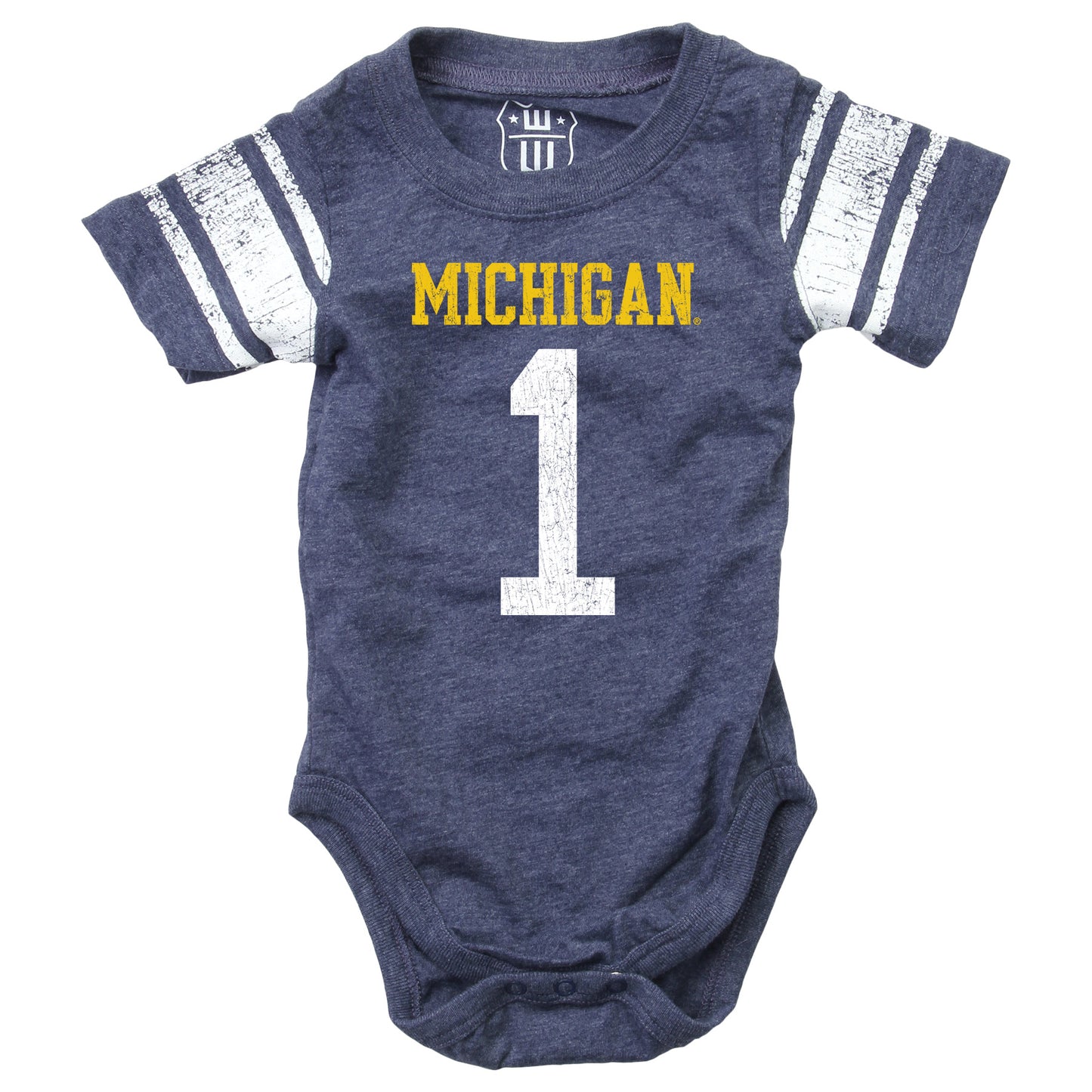 Michigan Wolverines Wes and Willy Baby College One Piece Jersey Bodysuit