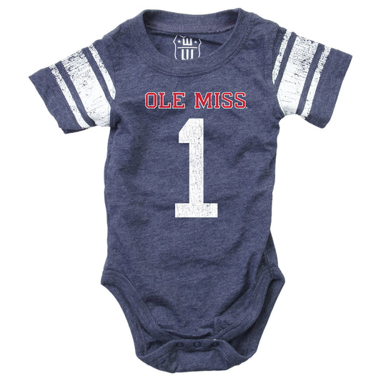 Ole Miss Rebels Wes and Willy Baby College One Piece Jersey Bodysuit