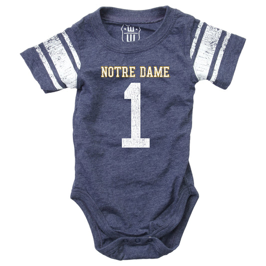 Notre Dame Fighting Irish Wes and Willy Baby College One Piece Jersey Bodysuit