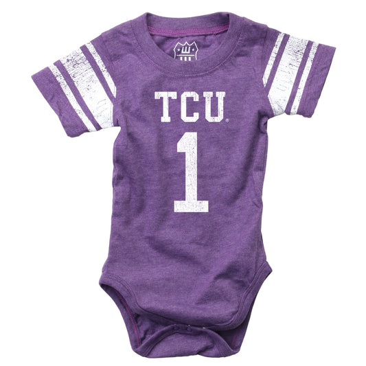 TCU Horned Frogs Wes and Willy Baby College One Piece Jersey Bodysuit