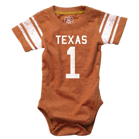 Texas Longhorns Wes and Willy Baby College One Piece Jersey Bodysuit