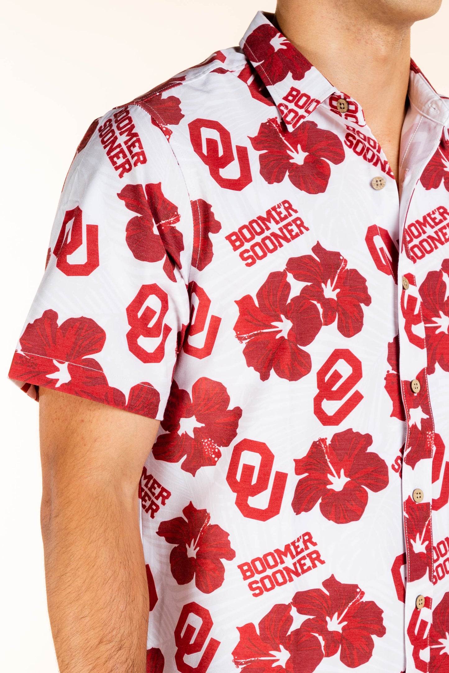 Oklahoma Sooners Tellum and Chop Mens Floral Hawaiian Shirt Gray