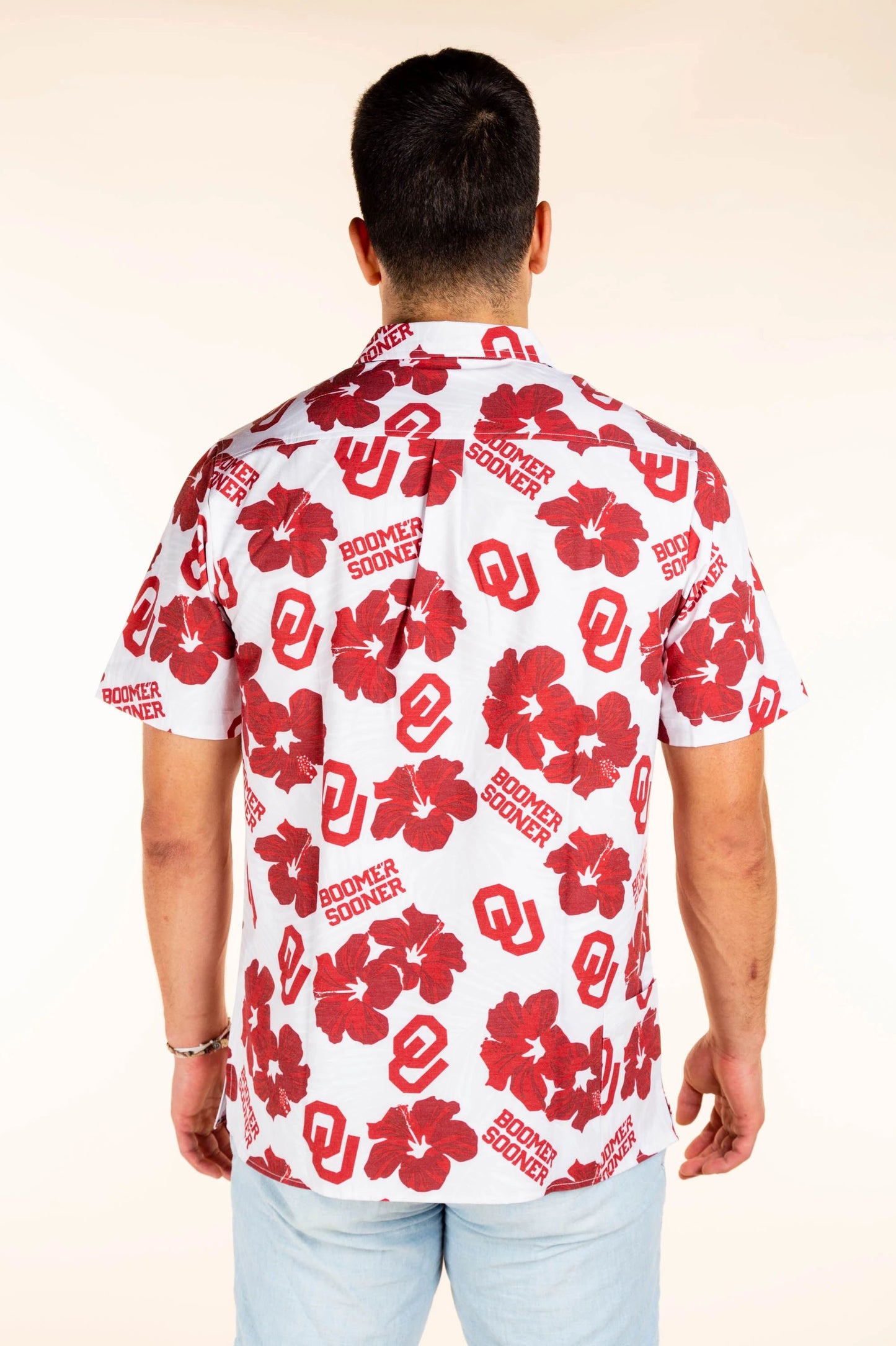 Oklahoma Sooners Tellum and Chop Mens Floral Hawaiian Shirt Gray