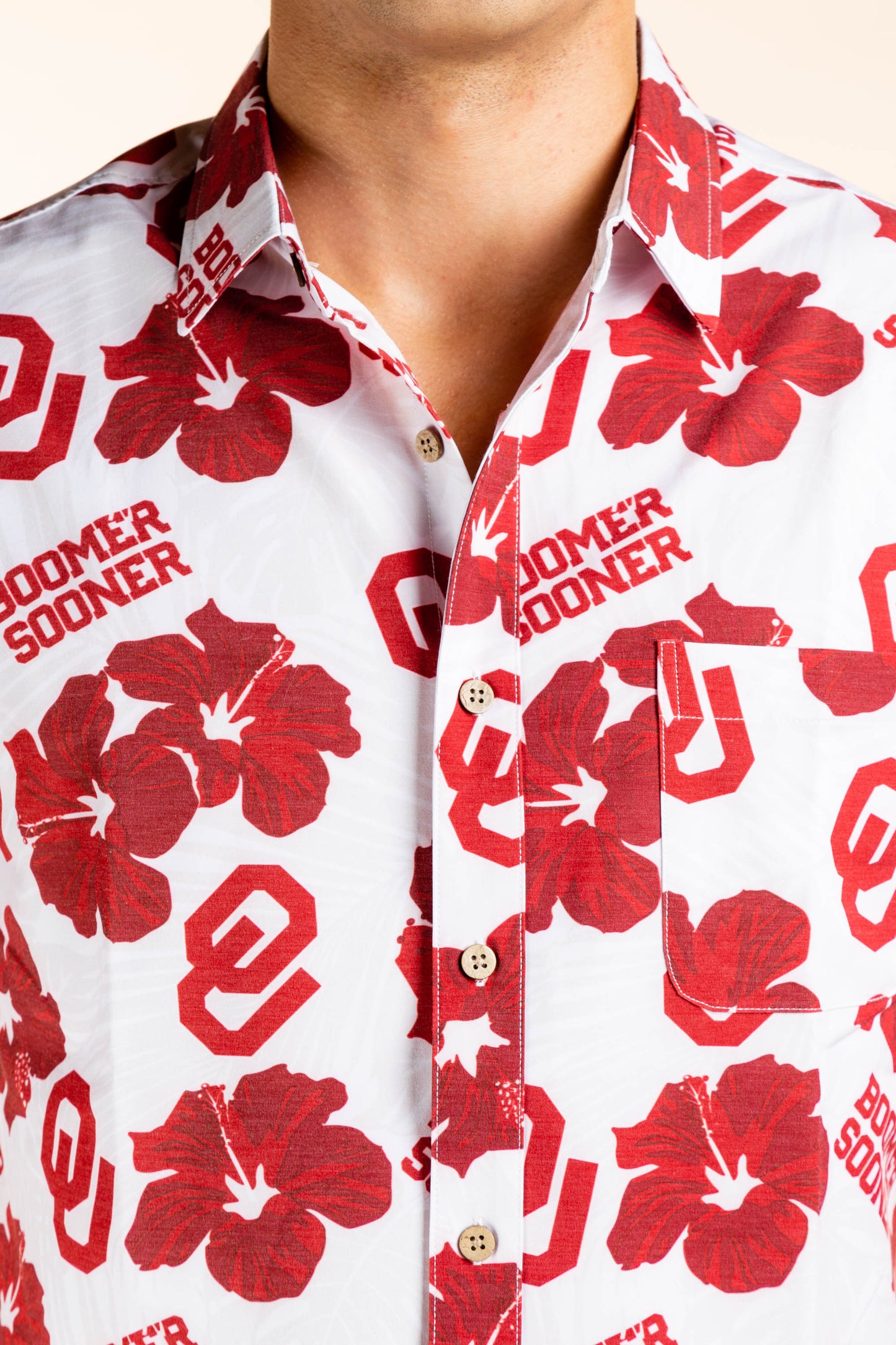 Oklahoma Sooners Tellum and Chop Mens Floral Hawaiian Shirt Gray