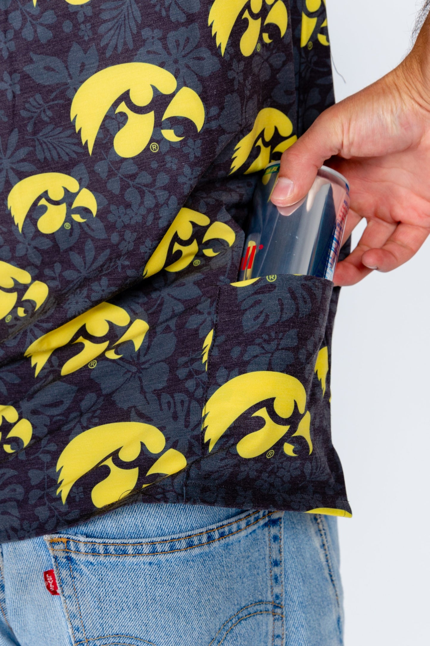 Iowa Hawkeyes Tellum and Chop Mens Floral Hawaiian Shirt Black