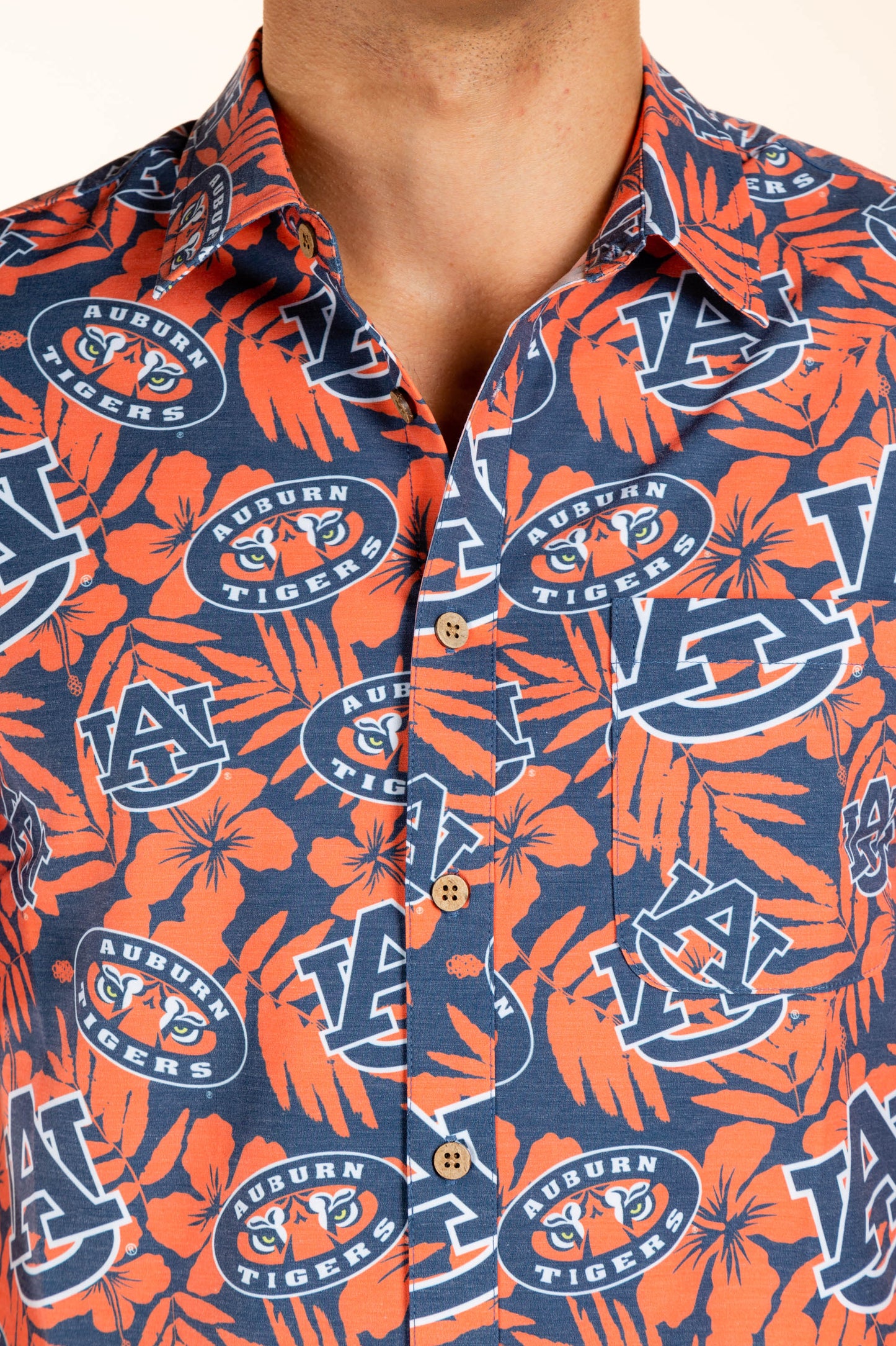 Auburn Tigers Tellum and Chop Mens Floral Hawaiian Shirt Navy