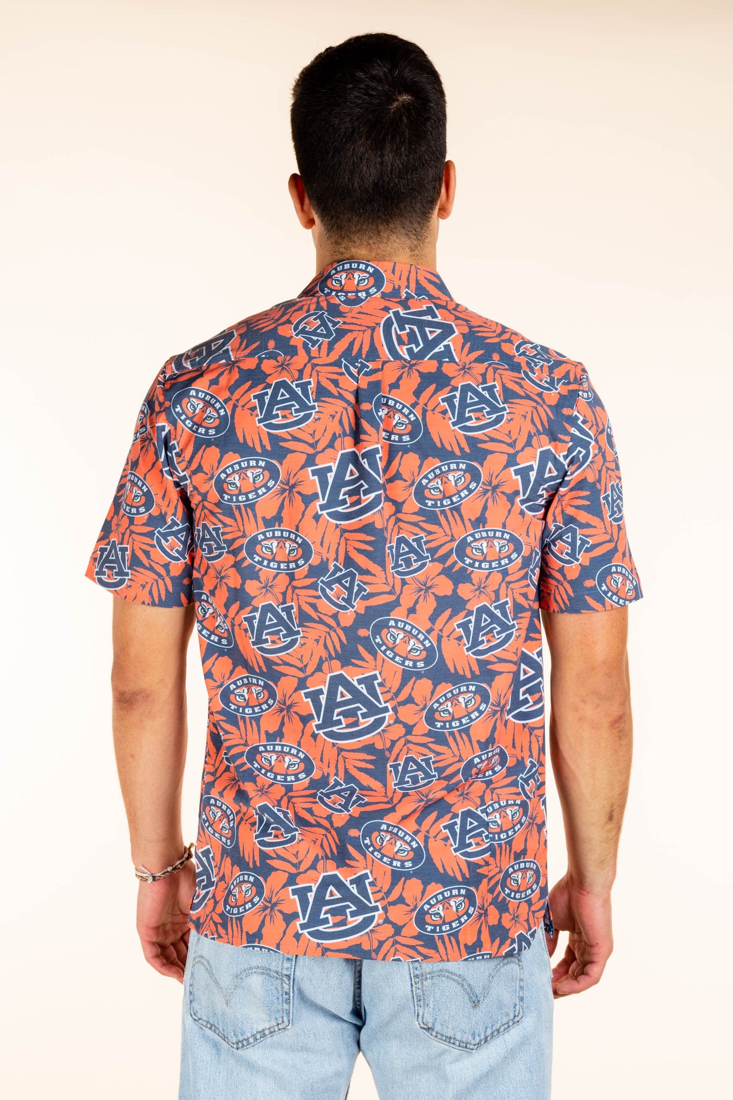 Auburn Tigers Tellum and Chop Mens Floral Hawaiian Shirt Navy