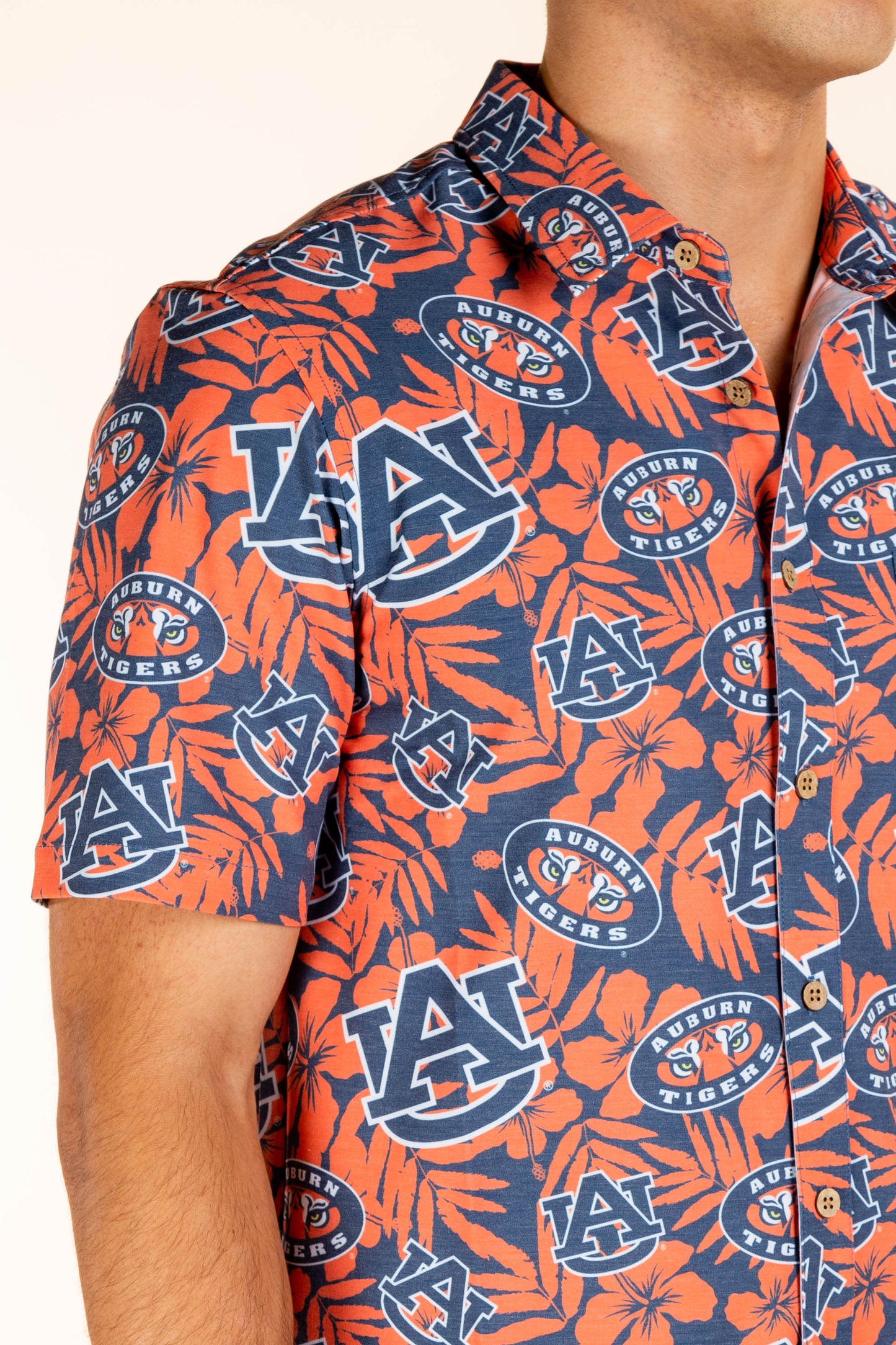 Auburn Tigers Tellum and Chop Mens Floral Hawaiian Shirt Navy