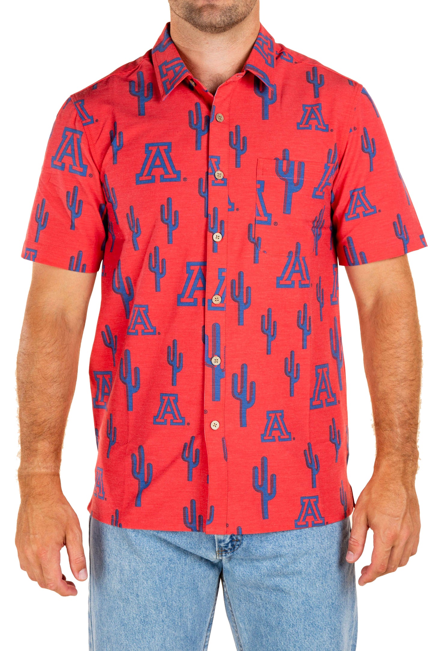 Arizona Wildcats Tellum and Chop Mens Floral Hawaiian Shirt Red