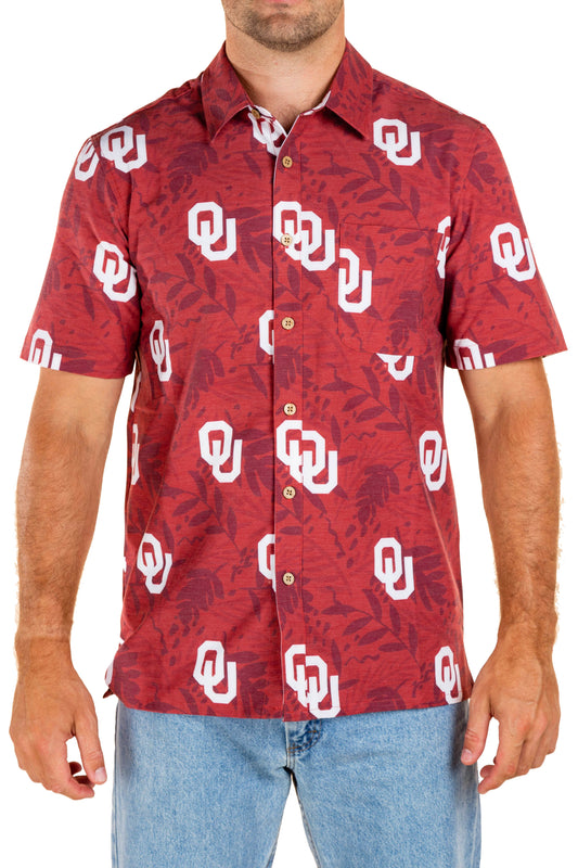 Oklahoma Sooners Tellum and Chop Mens Floral Hawaiian Shirt Red