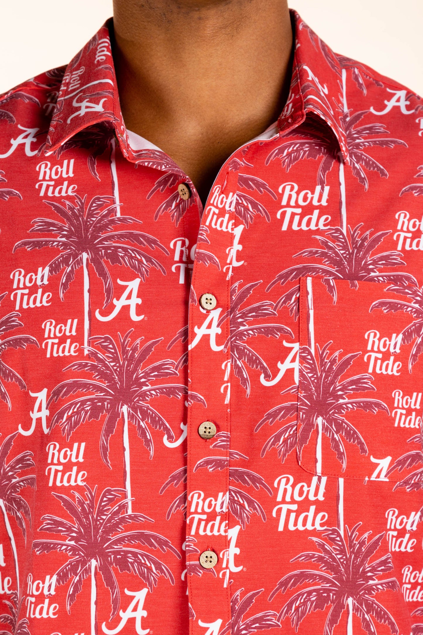 Alabama Crimson Tide Tellum and Chop Mens Floral Hawaiian Shirt Red Palm