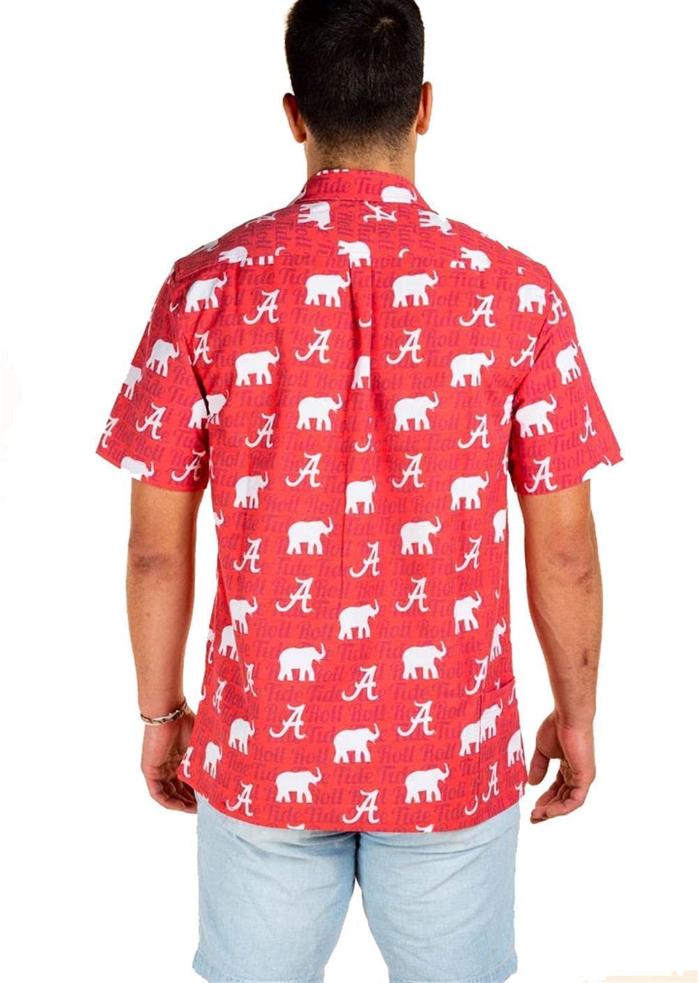Alabama Crimson Tide Tellum and Chop Mens Floral Hawaiian Shirt Red Elephant