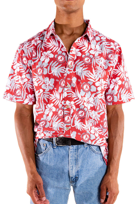 Alabama Crimson Tide Tellum and Chop Mens Floral Hawaiian Shirt Red Floral