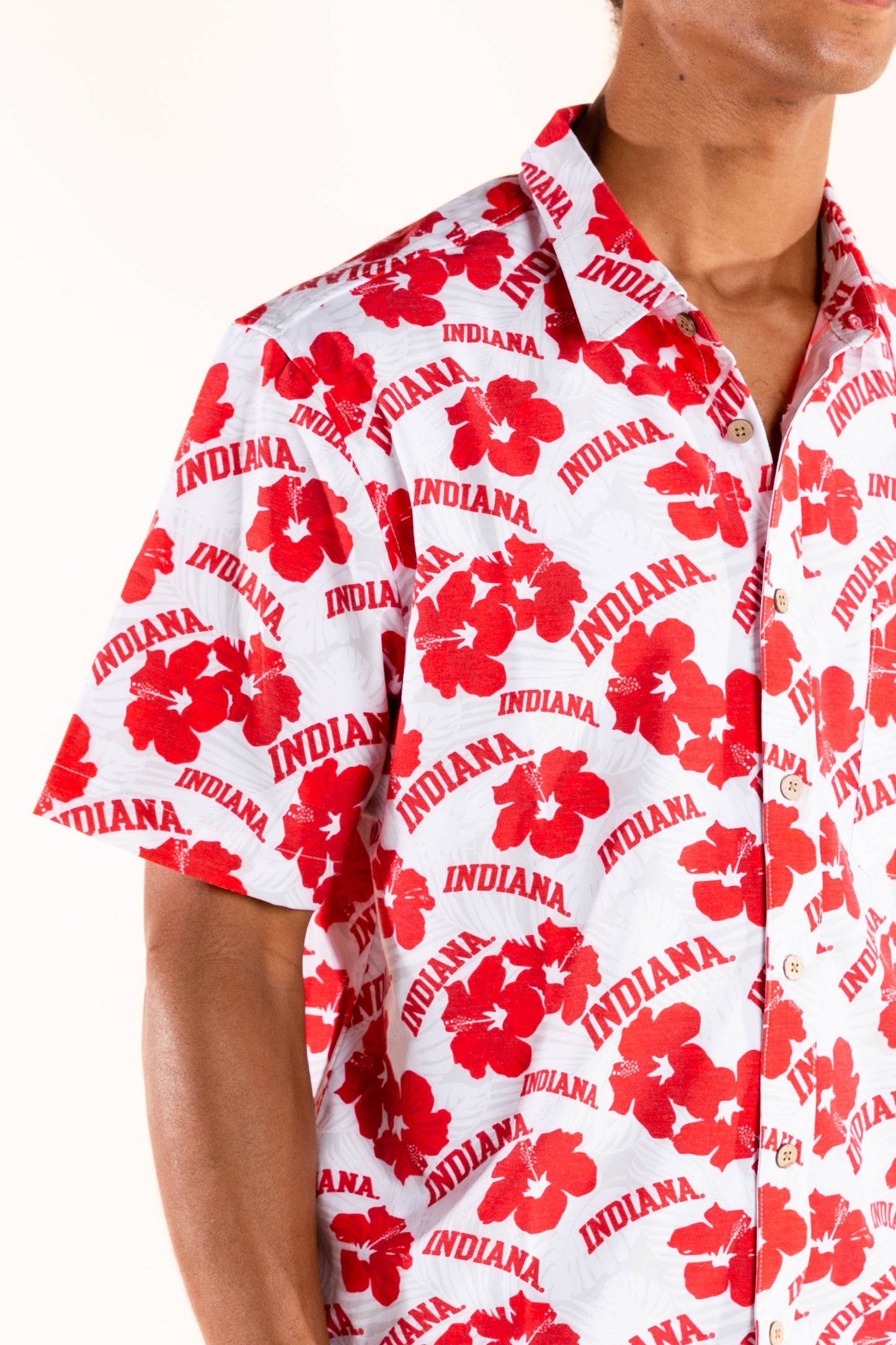 Indiana Hoosiers Tellum and Chop Mens Floral Hawaiian Shirt White