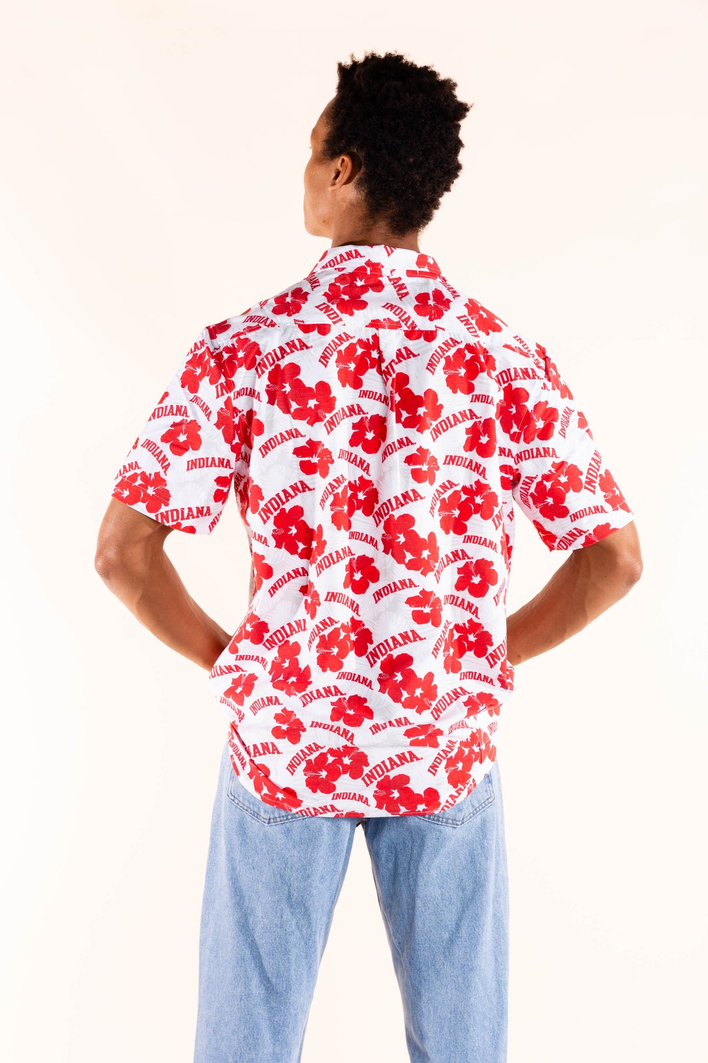 Indiana Hoosiers Tellum and Chop Mens Floral Hawaiian Shirt White