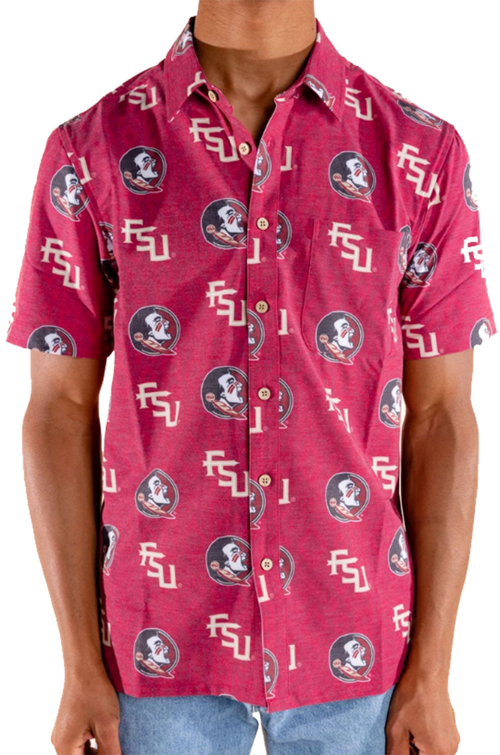 Florida State Seminoles Tellum and Chop Mens Floral Hawaiian Shirt