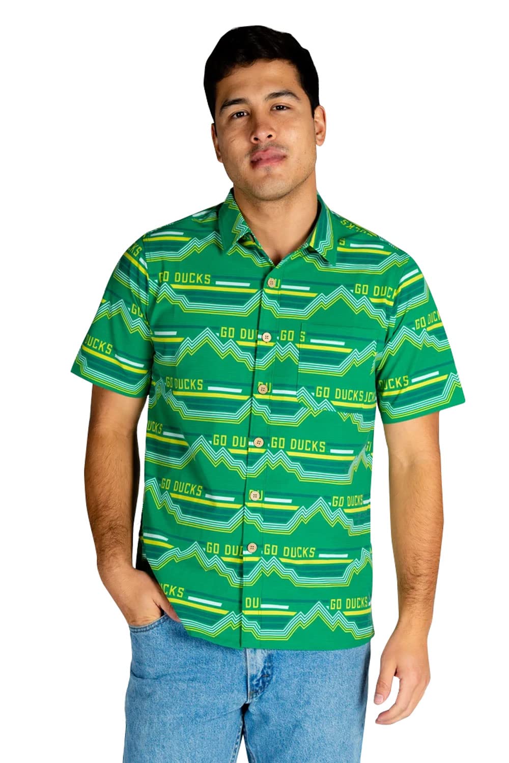 Oregon Ducks Tellum and Chop Mens Floral Hawaiian Shirt